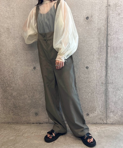 byYOUANCE（バイユアンス）の「リネンライクサロペット（サロペット/オーバーオール・レディース・ホワイト/ブラック/カーキ・FREE）」の16枚目の写真