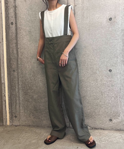 byYOUANCE（バイユアンス）の「リネンライクサロペット（サロペット/オーバーオール・レディース・ホワイト/ブラック/カーキ・FREE）」の18枚目の写真