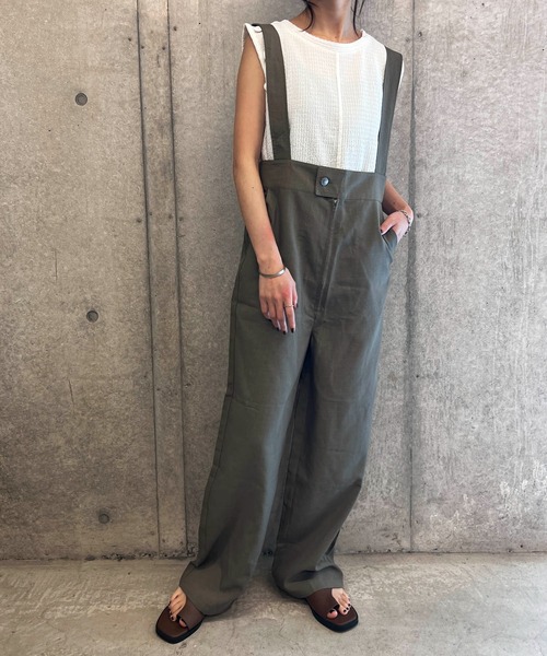 byYOUANCE（バイユアンス）の「リネンライクサロペット（サロペット/オーバーオール・レディース・ホワイト/ブラック/カーキ・FREE）」の19枚目の写真