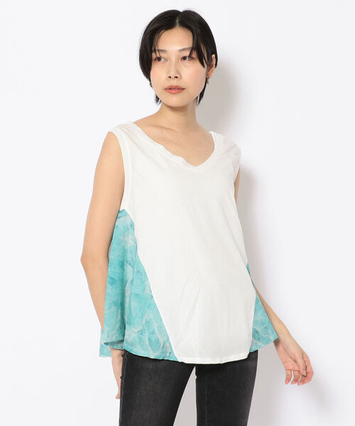 KMRii（ケムリ）の「【別注】KMRii/ケムリ/LAYERED MAGNOLIA TOP/RFL（Tシャツ/カットソー・レディース・ホワイト/ブラック・SMALL）」の2枚目の写真