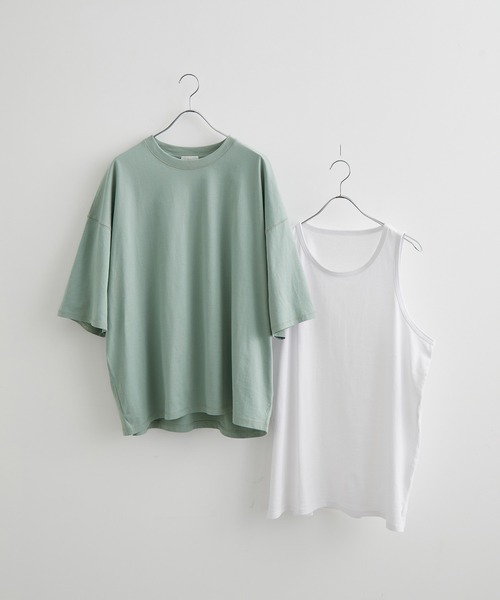 JUNRED（ジュンレッド）の「【tai x JUNRed】ルーズシルエットアンサンブル（Tシャツ＋タンクトップセット）（Tシャツ/カットソー・メンズ・ホワイト/ブラック/グリーン系その他2/ブルー系その他4・S/M/L）」の7枚目の写真