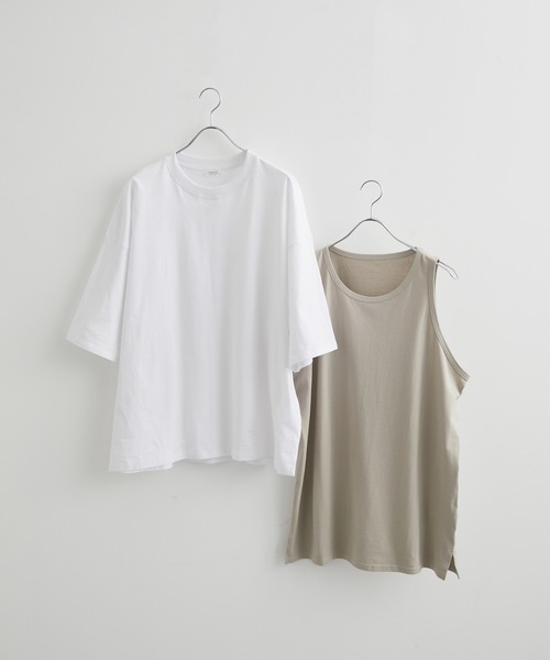 JUNRED（ジュンレッド）の「【tai x JUNRed】ルーズシルエットアンサンブル（Tシャツ＋タンクトップセット）（Tシャツ/カットソー・メンズ・ホワイト/ブラック/グリーン系その他2/ブルー系その他4・S/M/L）」の5枚目の写真