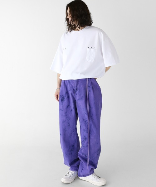 minsobi（ミンソビ）の「タイダイデニムバルーンパンツ（デニムパンツ・メンズ・パープル/ピンク・FREE）」の3枚目の写真
