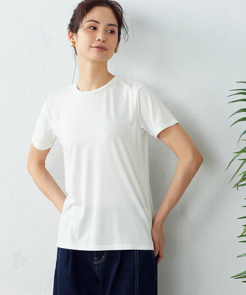 COMME CA ISM（コムサイズム）の「抗菌防臭　Ｔシャツ（Tシャツ/カットソー・レディース・ホワイト/ライトグレー/ブラック/ベージュ・SMALL/MEDIUM/LARGE）」の2枚目の写真