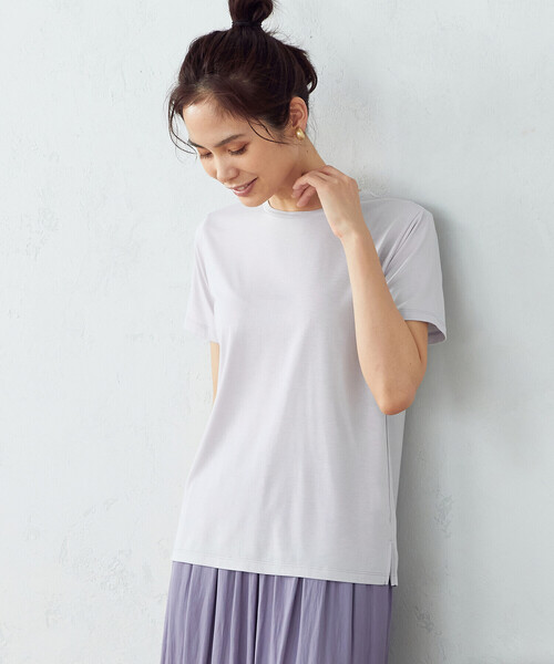 COMME CA ISM（コムサイズム）の「抗菌防臭　Ｔシャツ（Tシャツ/カットソー・レディース・ホワイト/ライトグレー/ブラック/ベージュ・SMALL/MEDIUM/LARGE）」の4枚目の写真