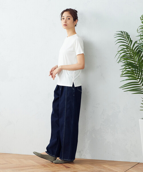 COMME CA ISM（コムサイズム）の「抗菌防臭　Ｔシャツ（Tシャツ/カットソー・レディース・ホワイト/ライトグレー/ブラック/ベージュ・SMALL/MEDIUM/LARGE）」の5枚目の写真