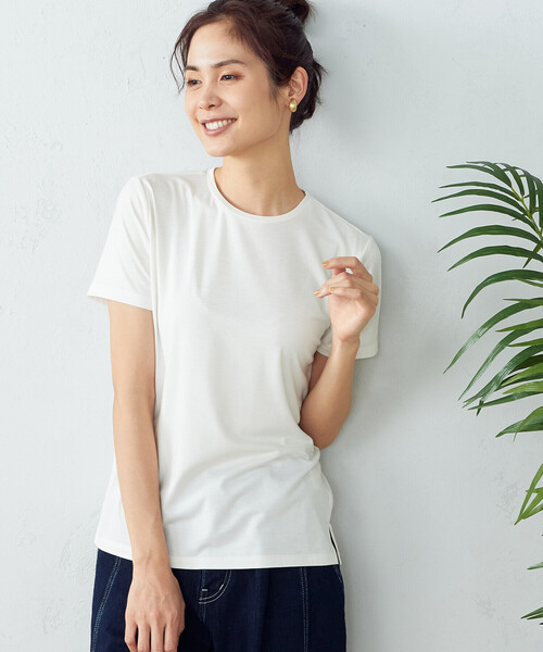 COMME CA ISM（コムサイズム）の「抗菌防臭　Ｔシャツ（Tシャツ/カットソー・レディース・ホワイト/ライトグレー/ブラック/ベージュ・SMALL/MEDIUM/LARGE）」の9枚目の写真