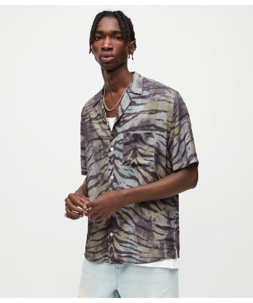 ALLSAINTS（オールセインツ）の「KISLI TIGER STRIPE SHIRT | KISLI タイガー ストライプ シャツ（シャツ/ブラウス・メンズ・グリーン系その他・S/L/M/XS）」の6枚目の写真