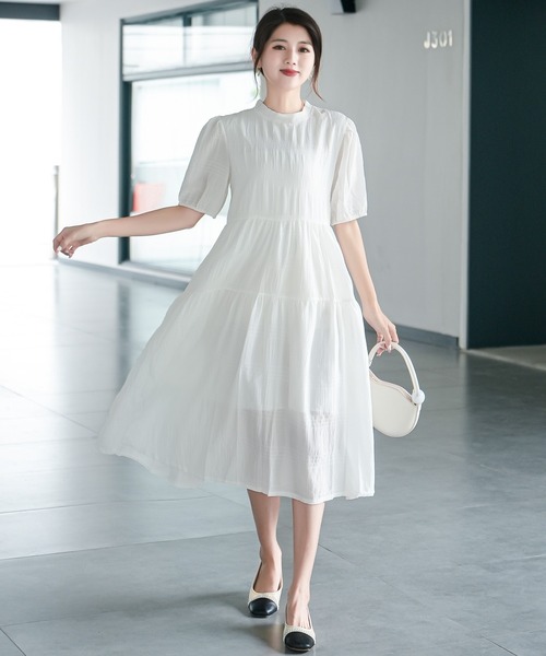 PARK HOUSE 半袖ティアードワンピース ティアードワンピース/cotton clouds | CLOCHE ONLINE SHOP