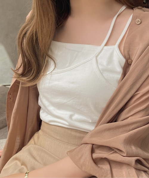 apres jour clair（アプレジュールクレア）の「【apres jour clair】1周年記念アイテム / レイヤードキャミ【ZOZOTOWN限定アイテム】（キャミソール・レディース・ダークブラウン/オフホワイト/アイボリー・X-LARGE/フリー）」の5枚目の写真