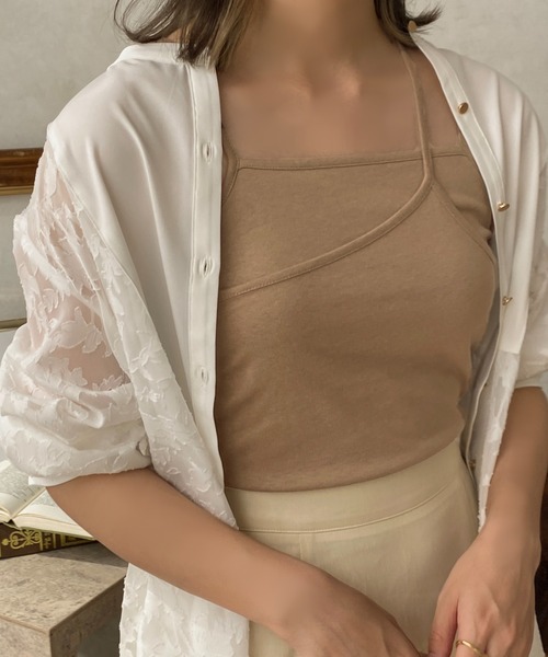 apres jour clair（アプレジュールクレア）の「【apres jour clair】1周年記念アイテム / レイヤードキャミ【ZOZOTOWN限定アイテム】（キャミソール・レディース・ダークブラウン/オフホワイト/アイボリー・X-LARGE/フリー）」の14枚目の写真