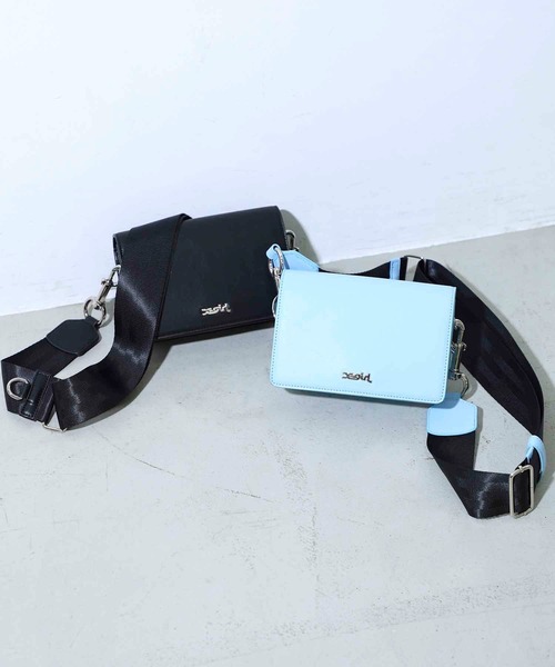 X-girl（エックスガール）の「CROSS BODY BAG/コンパクト ミニショルダーバッグ（ショルダーバッグ・レディース・ライトブルー/ブラック・ONE SIZE）」の19枚目の写真