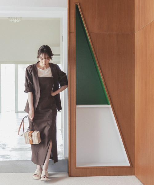 Andemiu（アンデミュウ）の「パフジャケット343371（ノーカラージャケット・レディース・ブラウン/グレー/ブルー・FREE）」の8枚目の写真