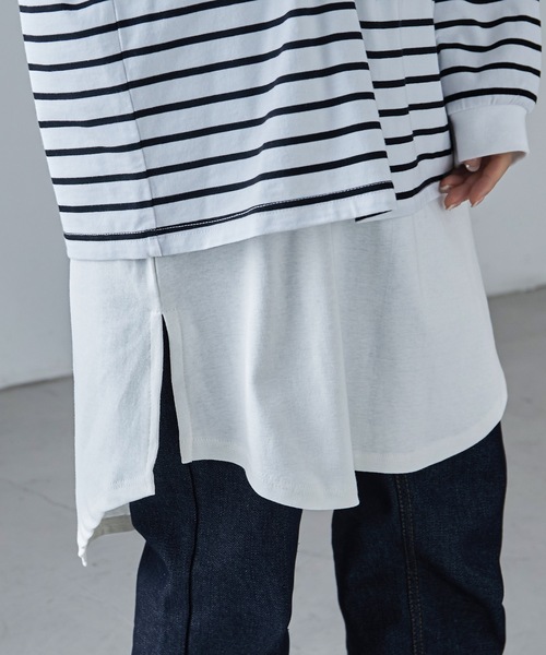 Fashion Letter(ファッションレター)の「フライスコットンレイヤードロングキャミソール(キャミソール・レディース・ブラック/オフホワイト/グレイッシュベージュ・LL/3L/M/L/4L)」の22枚目の写真