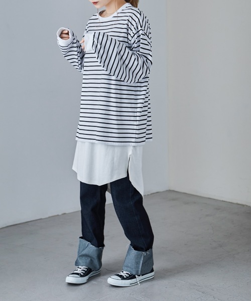 Fashion Letter(ファッションレター)の「フライスコットンレイヤードロングキャミソール(キャミソール・レディース・ブラック/オフホワイト/グレイッシュベージュ・LL/3L/M/L/4L)」の19枚目の写真