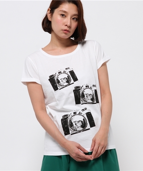 OUTLET（アウトレット）の「【CAPRICIEUX LE'MAGE】プリントフレンチT（Tシャツ/カットソー・レディース・ブラック系その他/ホワイト系その他・FREE）」の2枚目の写真