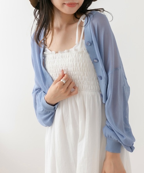 OLIVE des OLIVE（オリーブデオリーブ）の「シアーカーディガン（カーディガン/ボレロ・レディース・ブラック/オレンジ/ブルー/オフホワイト・FREE）」の4枚目の写真