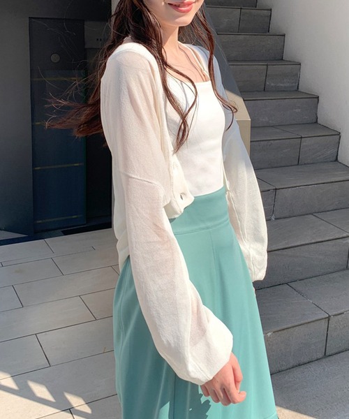 OLIVE des OLIVE（オリーブデオリーブ）の「シアーカーディガン（カーディガン/ボレロ・レディース・ブラック/オレンジ/ブルー/オフホワイト・FREE）」の9枚目の写真