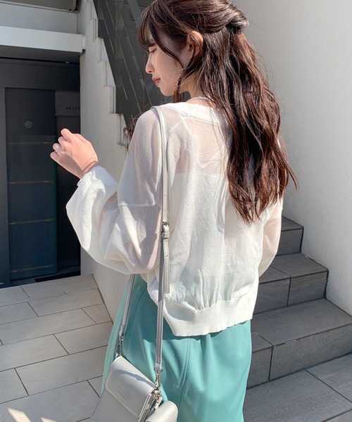 OLIVE des OLIVE（オリーブデオリーブ）の「シアーカーディガン（カーディガン/ボレロ・レディース・ブラック/オレンジ/ブルー/オフホワイト・FREE）」の10枚目の写真