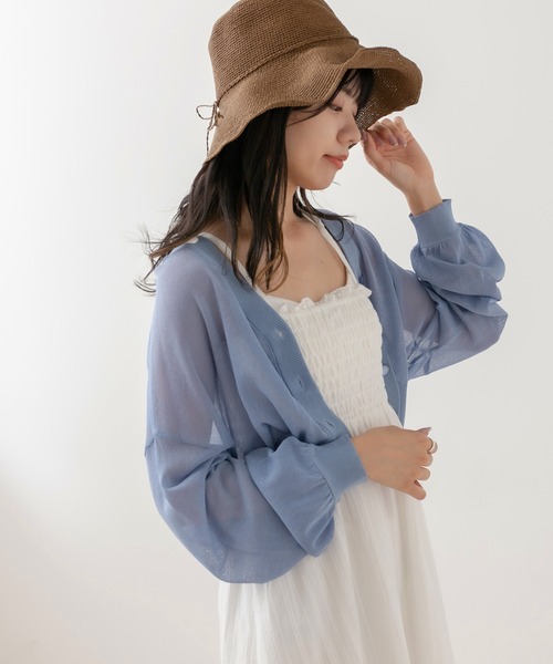 OLIVE des OLIVE（オリーブデオリーブ）の「シアーカーディガン（カーディガン/ボレロ・レディース・ブラック/オレンジ/ブルー/オフホワイト・FREE）」の21枚目の写真