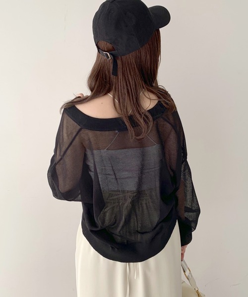 OLIVE des OLIVE（オリーブデオリーブ）の「シアーカーディガン（カーディガン/ボレロ・レディース・ブラック/オレンジ/ブルー/オフホワイト・FREE）」の16枚目の写真