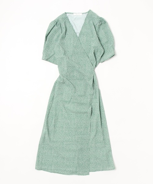 Lamoa（ラモア）の「Lamoa/小花柄 カシュクール ワンピース（ワンピース・レディース・ブラック/グリーン・FREE）」の9枚目の写真