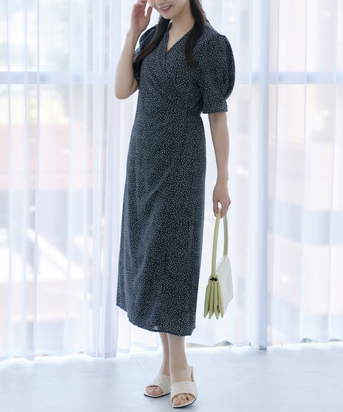 Lamoa（ラモア）の「Lamoa/小花柄 カシュクール ワンピース（ワンピース・レディース・ブラック/グリーン・FREE）」の18枚目の写真