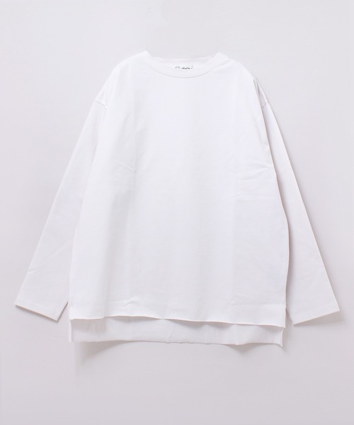 RNA-N(アールエヌエーエヌ)の「M1913 プレーティング天竺ロング丈ロングTシャツ(Tシャツ/カットソー・レディース・グレイッシュブルー/ブラウン/アイボリー/スミクロ・MEDIUM)」の2枚目の写真