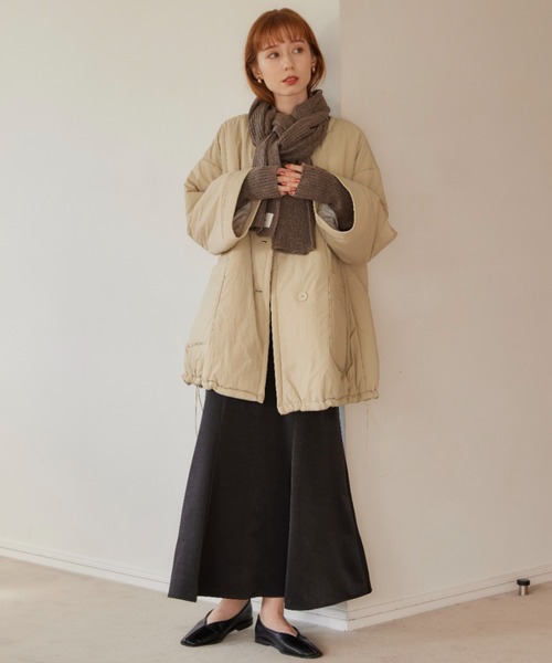 hinari(ヒナリ)の「リブニットマフラー(マフラー・レディース・アイボリー/ダークブラウン/ベージュ・FREE)」の19枚目の写真