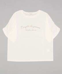 汗染み防止ラメ刺繍Tシャツ