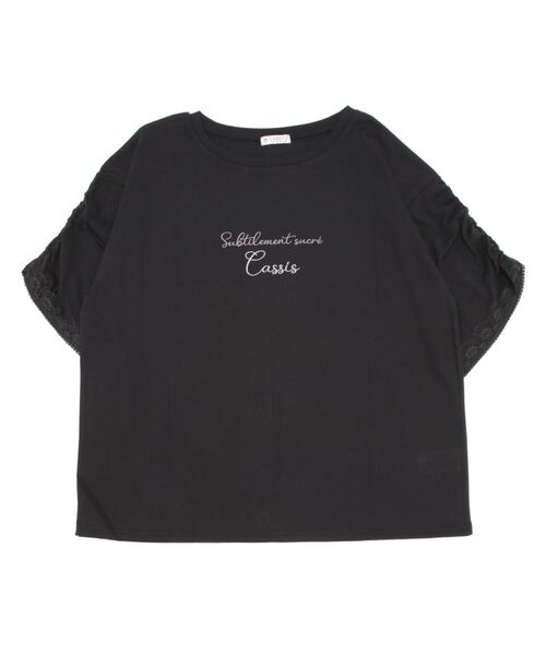axes femme(アクシーズファム)の「汗染み防止ラメ刺繍Tシャツ(Tシャツ/カットソー・レディース・キナリ/ピンク/ブラック・FREE)」の2枚目の写真