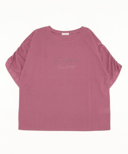 axes femme(アクシーズファム)の「汗染み防止ラメ刺繍Tシャツ(Tシャツ/カットソー・レディース・キナリ/ピンク/ブラック・FREE)」の5枚目の写真