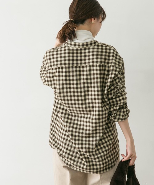 URBAN RESEARCH DOORS(アーバンリサーチドアーズ)の「ヘビーネルバンドカラーシャツ(シャツ/ブラウス・メンズ・オリーブ/ブルー/グレー系その他/ブラウン系その他/チェック/ライトベージュ・MEDIUM/LARGE/X-LARGE)」の9枚目の写真