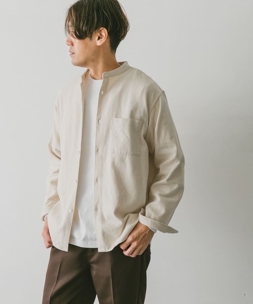 URBAN RESEARCH DOORS(アーバンリサーチドアーズ)の「ヘビーネルバンドカラーシャツ(シャツ/ブラウス・メンズ・オリーブ/ブルー/グレー系その他/ブラウン系その他/チェック/ライトベージュ・MEDIUM/LARGE/X-LARGE)」の14枚目の写真