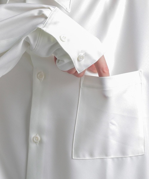 HARE（ハレ）の「BIGカフスロングドレスシャツ(HARE)（シャツ/ブラウス・メンズ・ブラック/オフホワイト/オレンジ・FREE）」の11枚目の写真