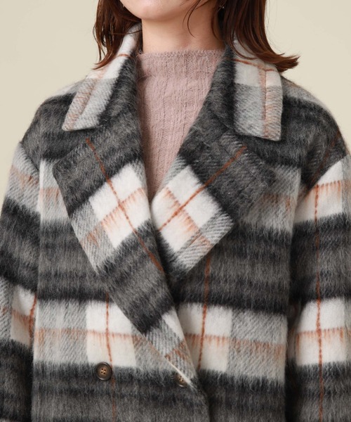 archives（アルシーヴ）の「チェックシャギーコート（チェスターコート・レディース・ブルー/ベージュ/ブラック・MEDIUM）」の7枚目の写真