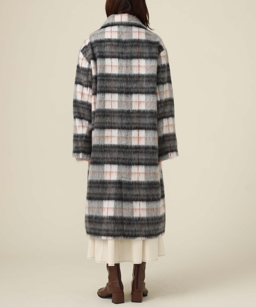 archives（アルシーヴ）の「チェックシャギーコート（チェスターコート・レディース・ブルー/ベージュ/ブラック・MEDIUM）」の5枚目の写真