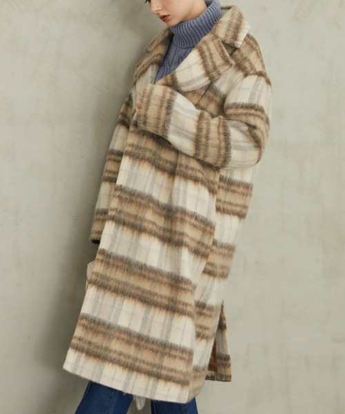archives（アルシーヴ）の「チェックシャギーコート（チェスターコート・レディース・ブルー/ベージュ/ブラック・MEDIUM）」の13枚目の写真
