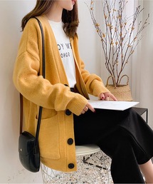 カーディガン/ボレロ（イエロー/黄色系・ロング丈）ファッション