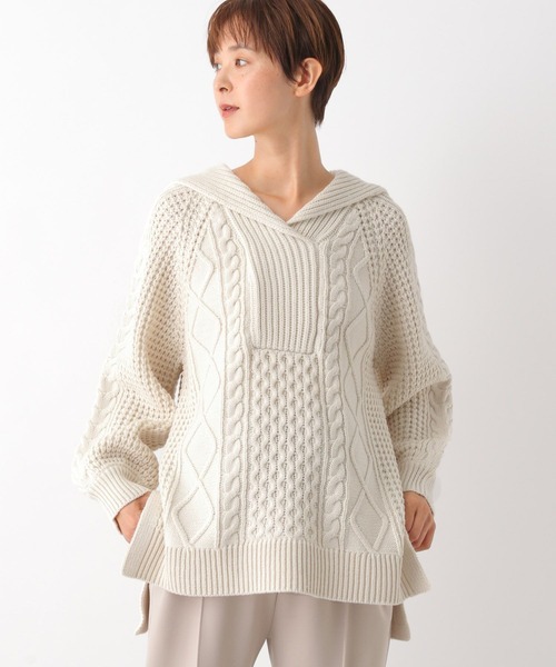 LEPSIM（レプシィム）の「マタニティ／５ゲージケーブルプルオーバー　164202（ニット/セーター・レディース・キャメル/グリーン/アイボリー/レッド・FREE）」の2枚目の写真