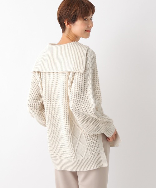 LEPSIM（レプシィム）の「マタニティ／５ゲージケーブルプルオーバー　164202（ニット/セーター・レディース・キャメル/グリーン/アイボリー/レッド・FREE）」の6枚目の写真
