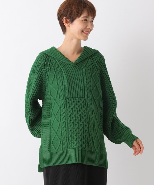 LEPSIM（レプシィム）の「マタニティ／５ゲージケーブルプルオーバー　164202（ニット/セーター・レディース・キャメル/グリーン/アイボリー/レッド・FREE）」の11枚目の写真