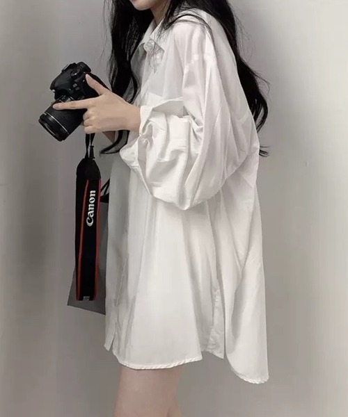 Auntie Rosa(アンティローザ)の「バンドカラーシャツ(シャツ/ブラウス・レディース・ブルー/ホワイト・SMALL/MEDIUM/LARGE)」の1枚目の写真