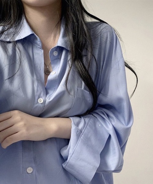 Auntie Rosa(アンティローザ)の「バンドカラーシャツ(シャツ/ブラウス・レディース・ブルー/ホワイト・SMALL/MEDIUM/LARGE)」の4枚目の写真