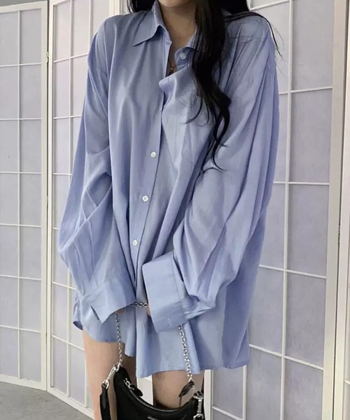 Auntie Rosa(アンティローザ)の「バンドカラーシャツ(シャツ/ブラウス・レディース・ブルー/ホワイト・SMALL/MEDIUM/LARGE)」の6枚目の写真