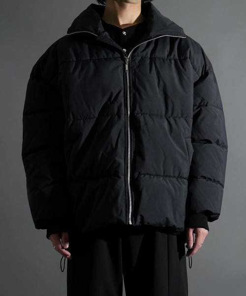 セール】ボリュームハイネック中綿ショートファイバーダウンジャケット