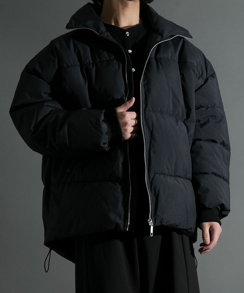 セール】ボリュームハイネック中綿ショートファイバーダウンジャケット