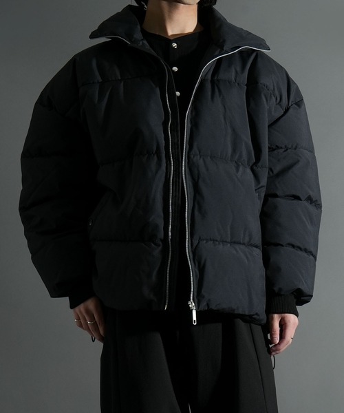 早い物勝ち　シーズンオフ価格　ニットダウンジャケット セール】ボリュームハイネック中綿ショートファイバーダウンジャケット