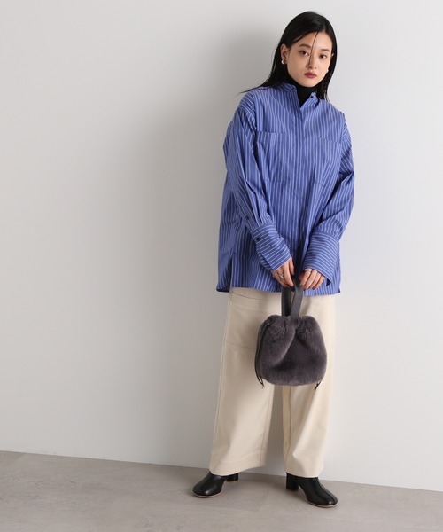 N.（N. Natural Beauty Basic）（エヌエヌナチュラルビューティーベーシック）の「◆ダブルポケットワイドカフスシャツ（シャツ/ブラウス・レディース・オフホワイト/ライトグリーン/ストライプ・MEDIUM）」の8枚目の写真