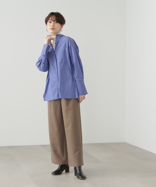 N.（N. Natural Beauty Basic）（エヌエヌナチュラルビューティーベーシック）の「◆ダブルポケットワイドカフスシャツ（シャツ/ブラウス・レディース・オフホワイト/ライトグリーン/ストライプ・MEDIUM）」の13枚目の写真